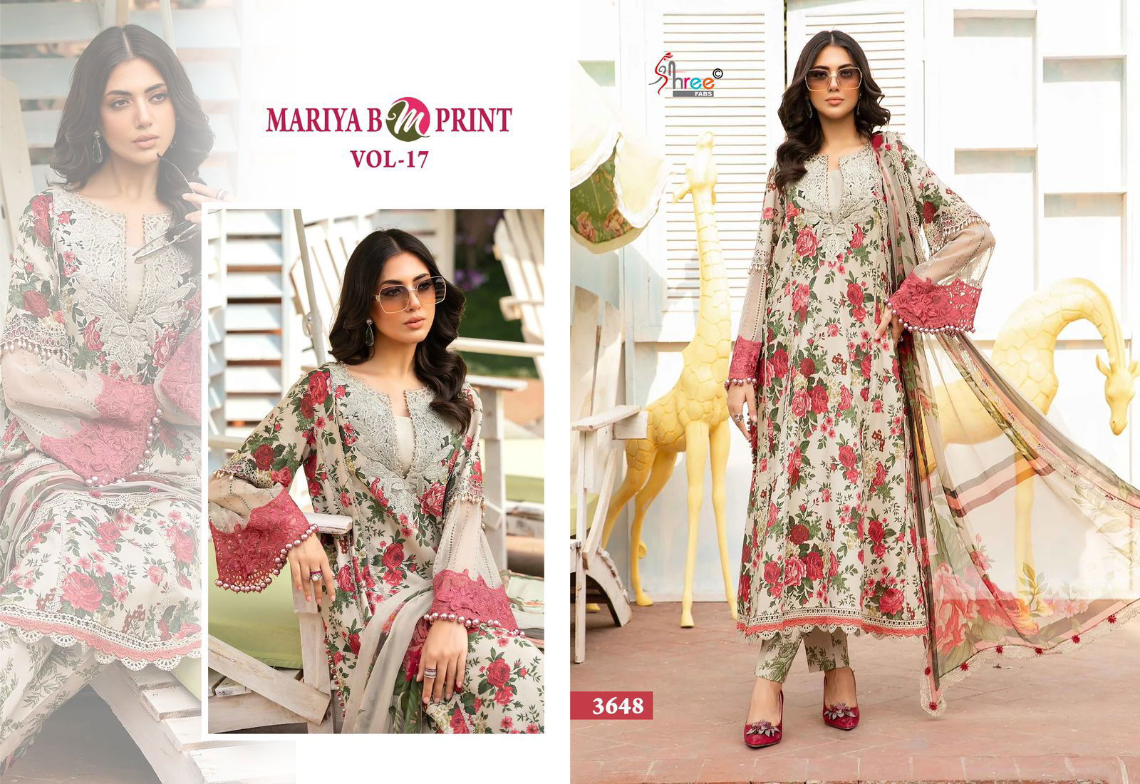 Mariya B Mprint Vol 17 By Shree Embroidery Cotton Pakistani Suits Wholesale Online
